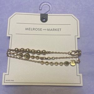 NWT 3 Strand Bracelet Gold tone, pull closure, Nickel Free,